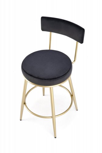 Barová židle LUCIAN — kov, látka, zlatá / černá
