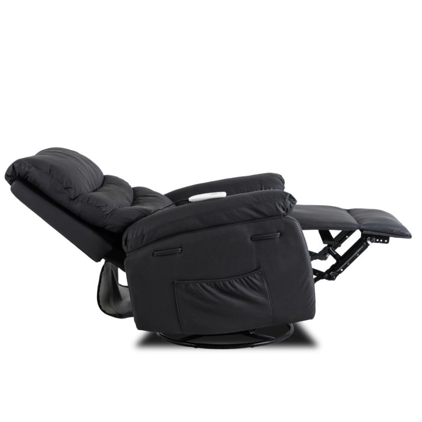 Masážne kreslo BRUCE – Luxusná rozkladacia čierna ekokoža
