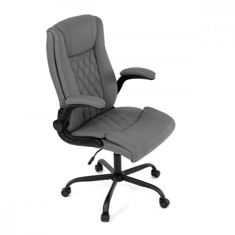 Kancelárske kreslo CYRUS — kov, ekokoža, siva