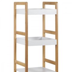 Regál, 4 police, masív bambus, prírodný odtieň, MDF, biely matný lak, nosn. 12 kg