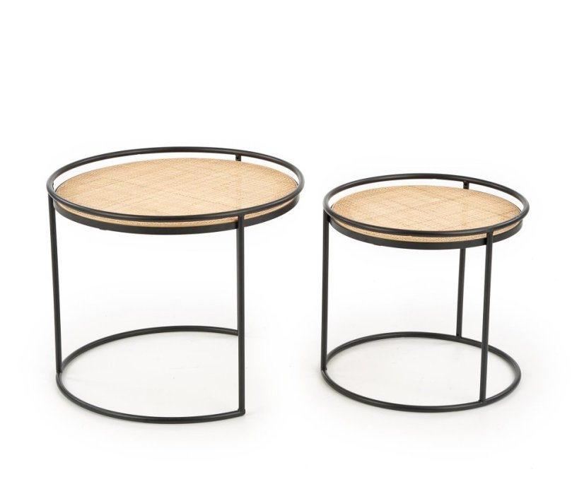 Súprava konferenčných stolíkov MANADO - prírodný ratan, kov