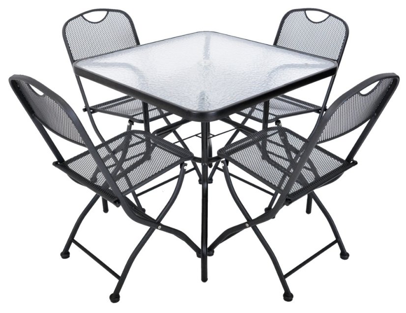 Zahradní stůl ZWMT 80x80 cm kovový se skleněnou deskou