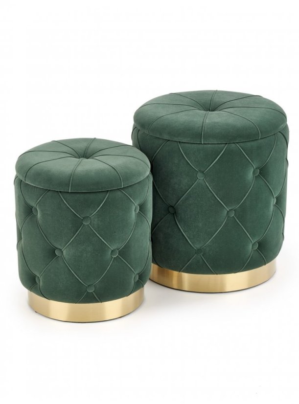 Set taburetov POLLY s úložným priestorom – zamat, kov, viac farieb - POLLY: Sivý