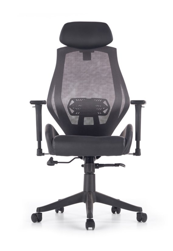 Kancelárska ergonomická stolička HASEL — ekokoža/sieť, čierna