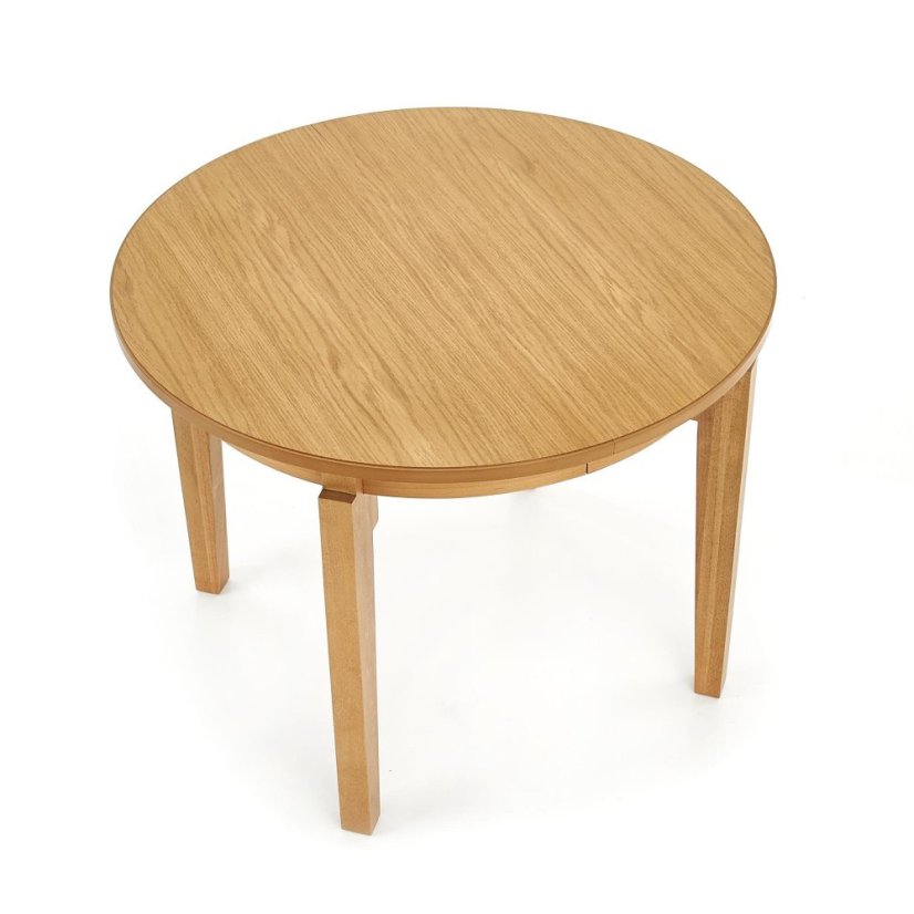 Jídelní kulatý rozkládací stůl SORBUS – 100x100x77 (+100) medový dub Halmar