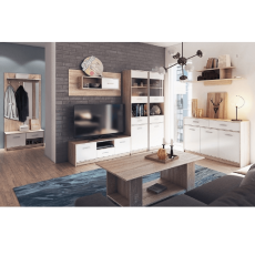 TV stolek TEYO — 123x38x42, dub sonoma, bílá Kondela