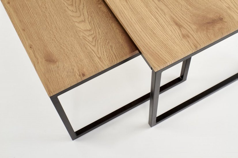 Súprava konferenčných stolíkov SABROSA — kov, zlatý dub