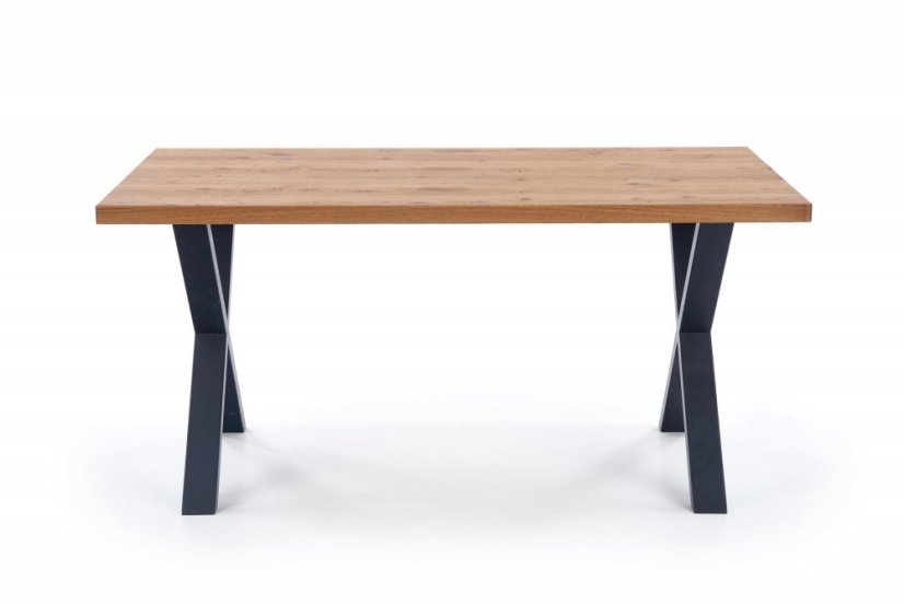 Jídelní rozkládací stůl XAVIER – 160x90x76 (+90), dub, černý Halmar