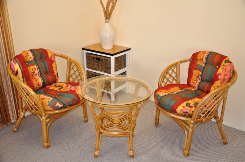 Zahradní set SERAM — ratan, látka, medová / červená Axin trading