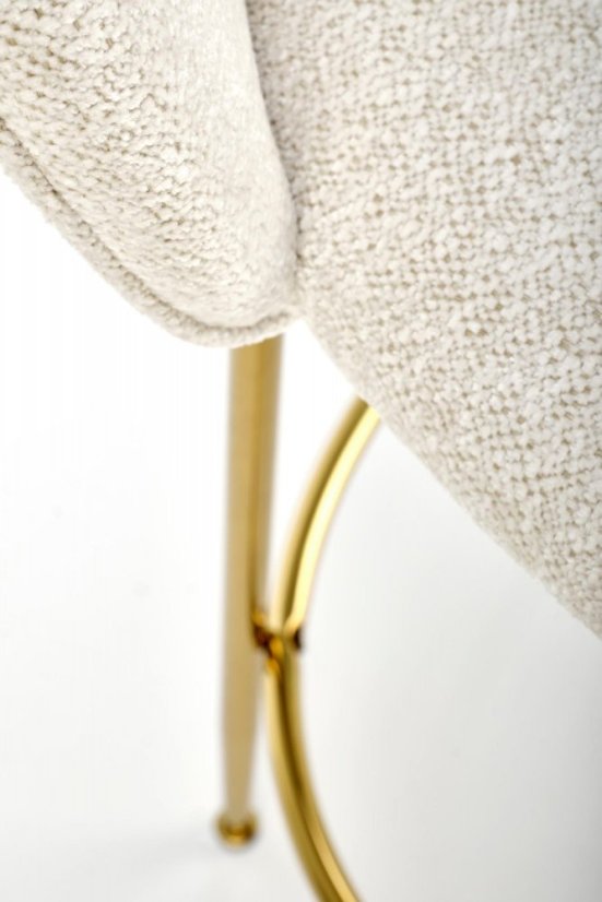 Barová stolička KARO — kov, látka, krémová