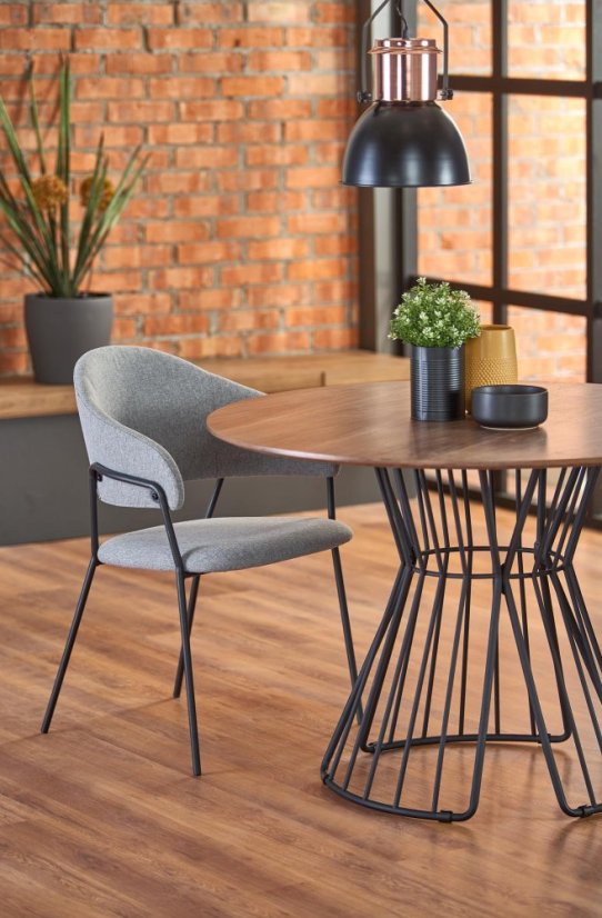 Jedálenské kresielko SUND — látka, sivá