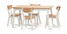 Stolička NICO – elegantná jedálenská stolička z čierneho bukového masívu s prírodným dubovým sedákom