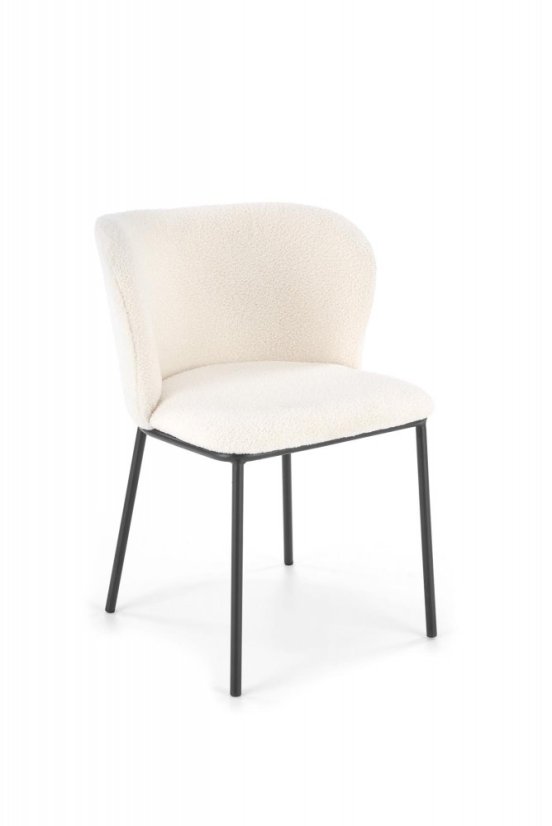 Jedálenská stolička PEKORA — kov, látka, biela