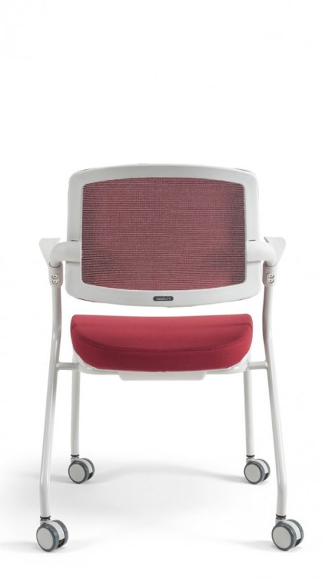 Konferenčná stolička na kolieskach Bestuhl U20 WHITE — viac farieb, stohovateľná - Farebné prevedenie U20 WHITE: Červená