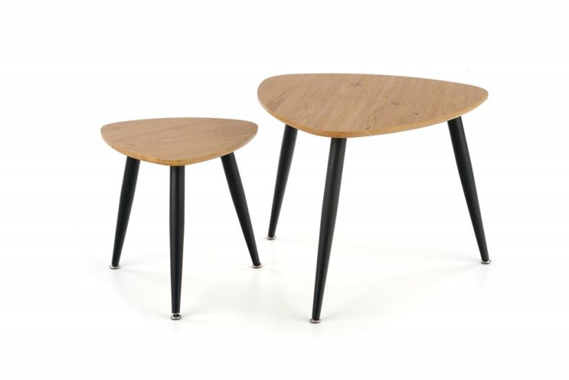 Set konferenčních stolků NICEA 2 — zlatý dub / černá Halmar