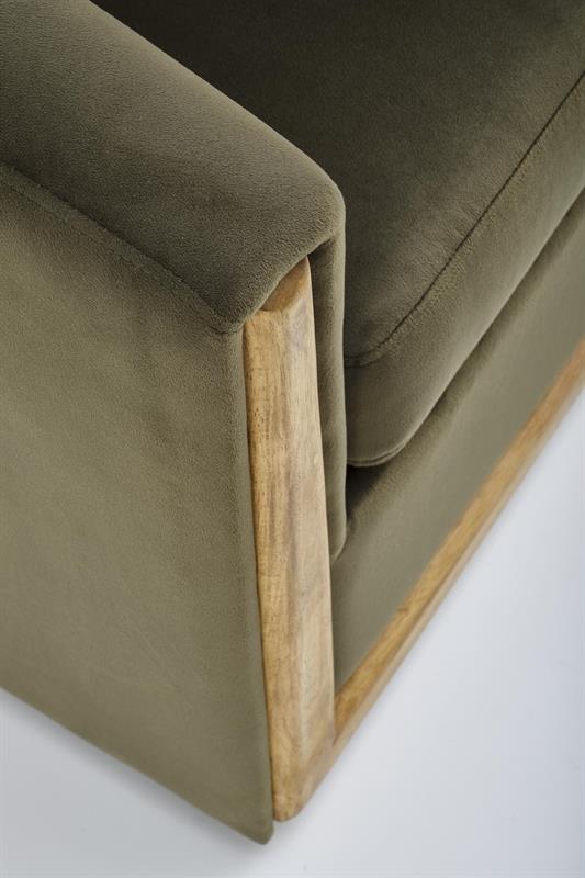 Klubové křeslo ENRICO — dřevo, látka, zelená Halmar