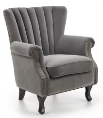 Relaxačné kreslo ušiak TITAN — masív buk, látka, sivá