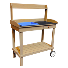 Zahradní pracovní stolek BARDY — dřevo, hnědá Kondela