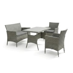 Zahradní sestava LUNGO – 100x60x69 cm z šedého polyratanu pro 5 osob, Autronic