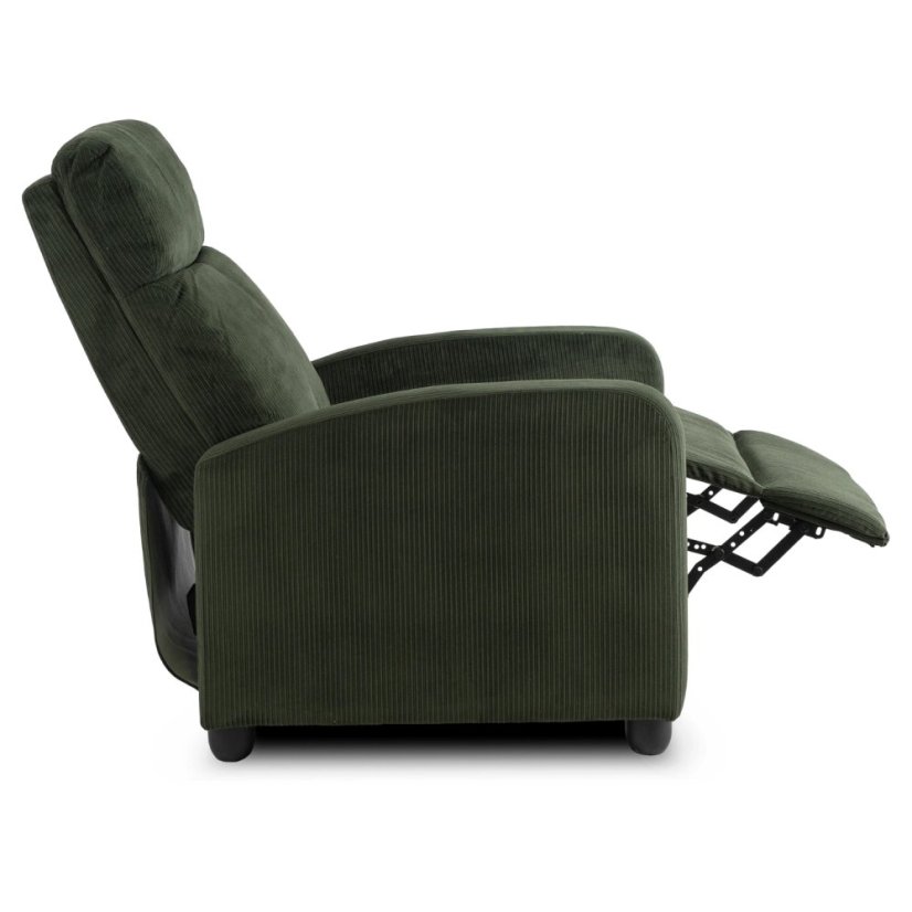 Kreslo DANNY — zelené, manšestr, polohovateľné