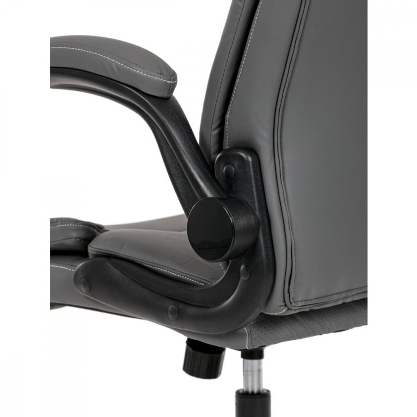 Kancelárske kreslo CYRUS — kov, ekokoža, siva