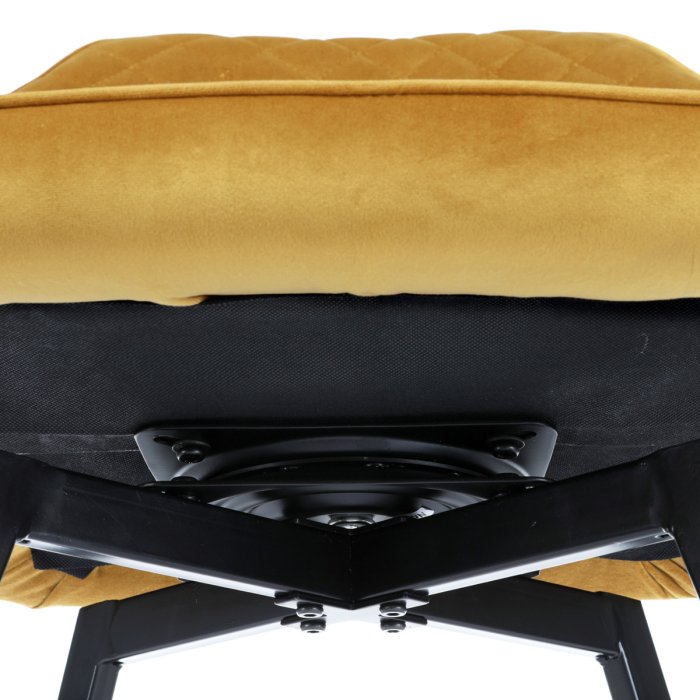 Jedálenské otočné kresielko YELD — kov, látka, žltá