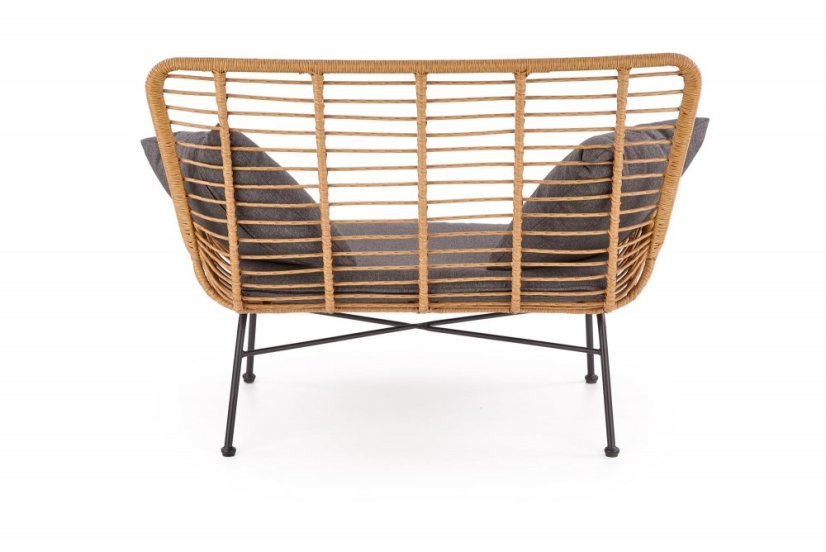 Pohovka IKARO — umělý ratan, látka, šedá Halmar