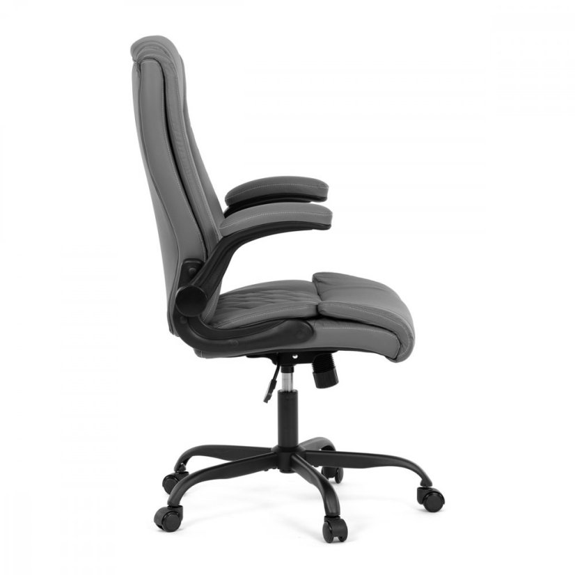 Kancelárske kreslo CYRUS — kov, ekokoža, siva