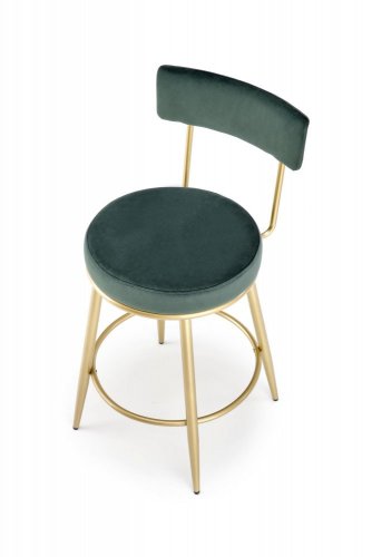 Barová židle LUCIAN — kov, látka, zlatá / zelená