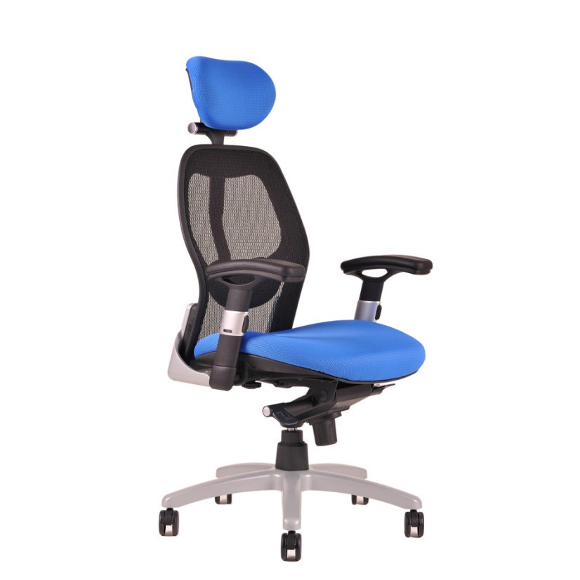 Ergonomická kancelárska stolička na kolieskach SATURN – s podrúčkami, viac farieb - Čalúnenie Saturn: NET modrá
