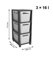 BRISEN komoda 3x16 L - antracit/bílá