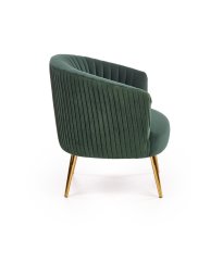 Designové křeslo CROWN — kov, látka, zelená Halmar