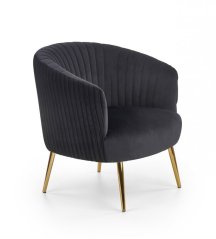Designové křeslo CROWN — kov, látka, černé Halmar