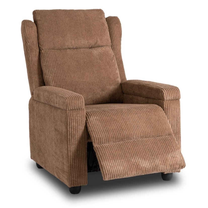 Elegantné hnedé kreslo SPENCER z manšestru