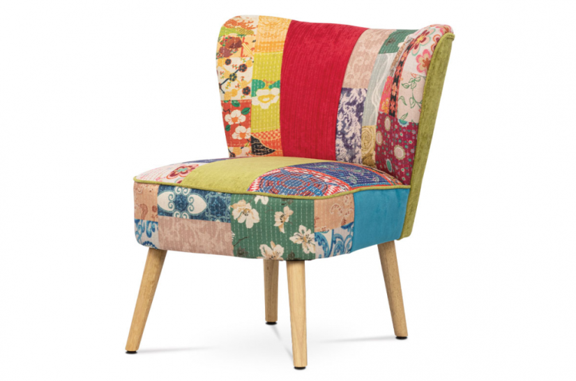 Francouzské křesílko TIMIS - masiv kaučukovník, patchwork