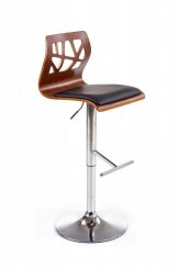 Barová stolička FORA – orech, ekokoža, čierna