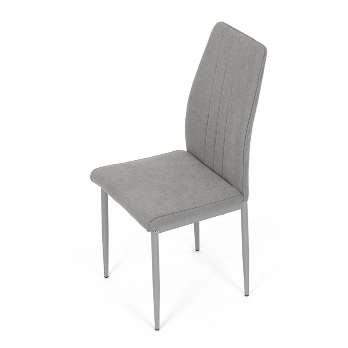 Jedálenská stolička LENA s sivým poťahom a šedými kovovými nohami