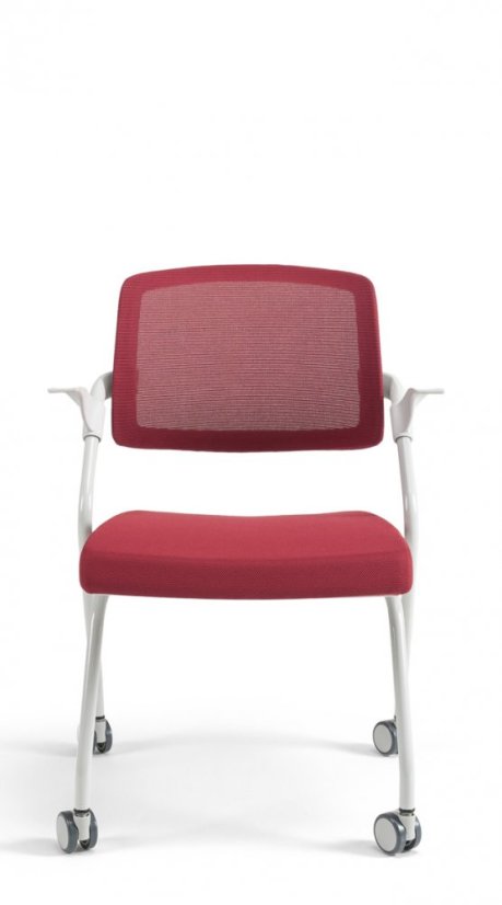 Konferenčná stolička na kolieskach Bestuhl U20 WHITE — viac farieb, stohovateľná - Farebné prevedenie U20 WHITE: Červená