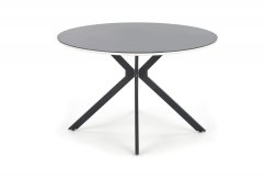 Jídelní kulatý stůl AVELAR –?120x76, kov/sklo, černý Halmar