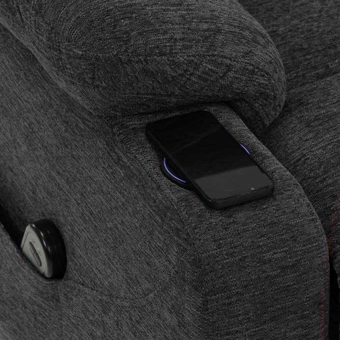 Relaxační křeslo s elektrickým polohováním HOMER - látka, šedá