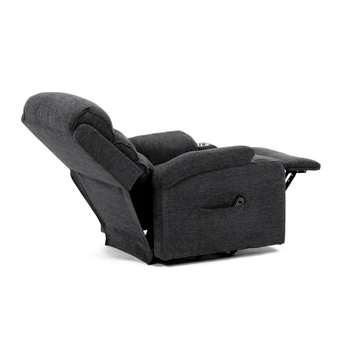 Relaxační křeslo s elektrickým polohováním HOMER - látka, šedá