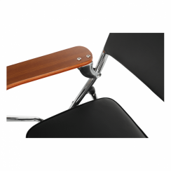 Konferenční židle s psací deskou TEKER — kov, ekokůže, černá