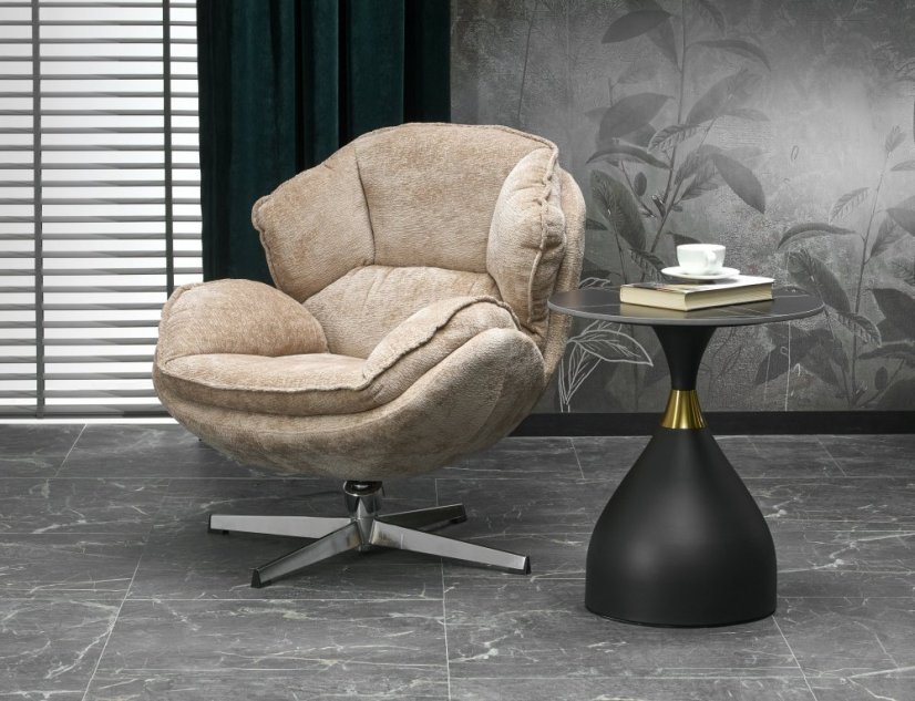 Designové křeslo GUIDO — kov, látka, béžová