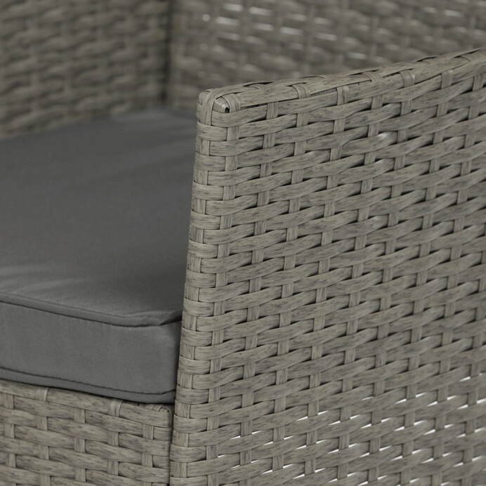 Záhradný set CAFEA 1+2 – sivý polyratan, tvrdené sklo