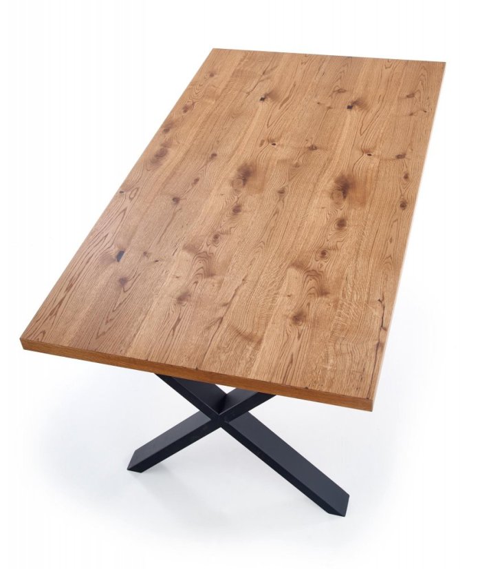 Jídelní rozkládací stůl XAVIER – 160x90x76 (+90), dub, černý Halmar