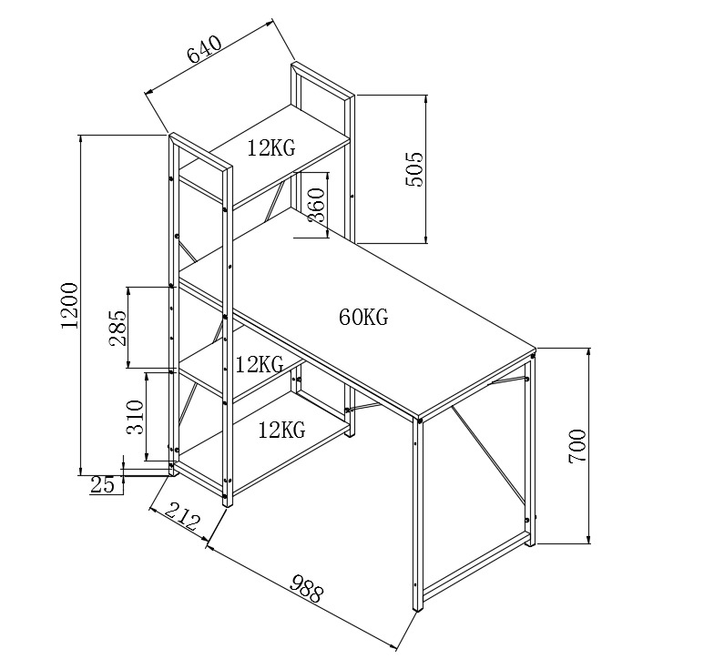 Pracovní stůl NARVIK B1 – dub sonoma, černá Halmar