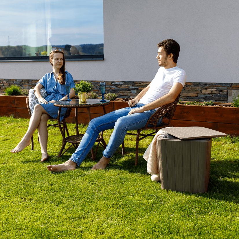 Zahradní set JARUB — ratan, sklo, hnědá Kondela