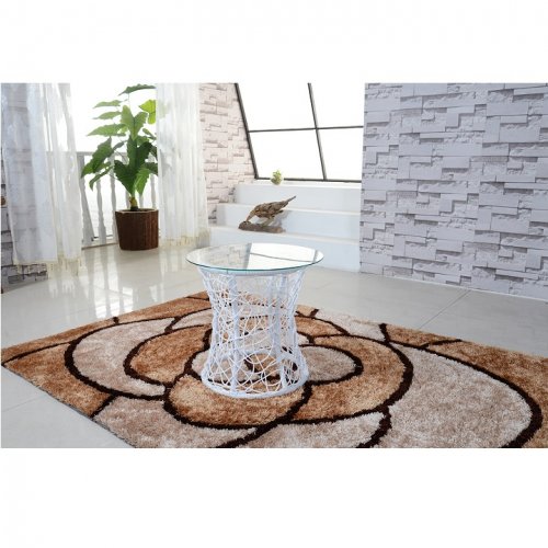 Zahradní stolek SALMAR — umělý ratan/sklo bílá