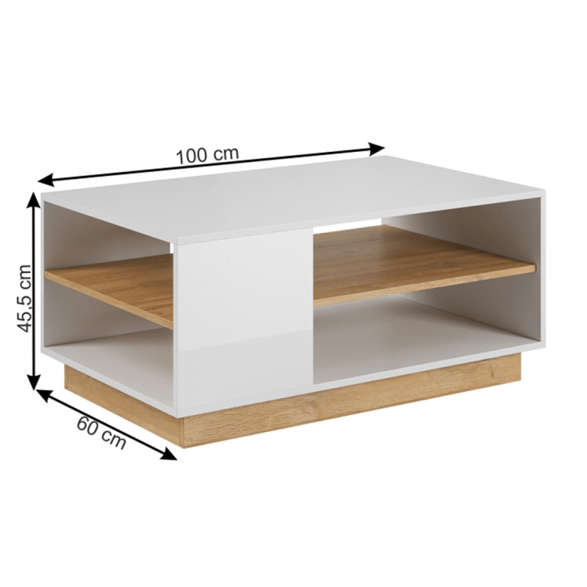 Konferenční stůl CITY — 138x20x20 cm, dub grandson/bílá Kondela