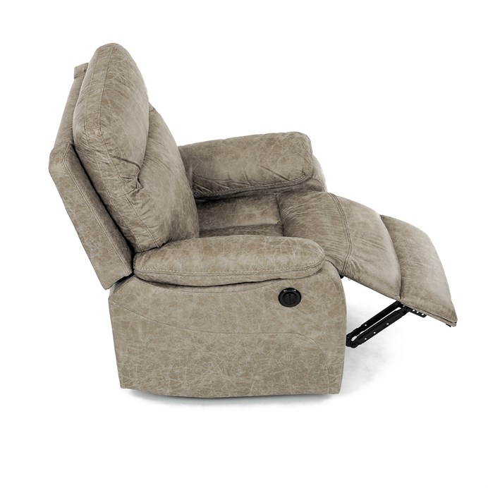 TV křeslo CHRISTOF s elektrickým polohováním — látka vintage, lanýžová Autronic